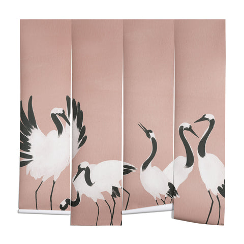 Megan Galante Crane Dance Mauve Pink Wall Mural