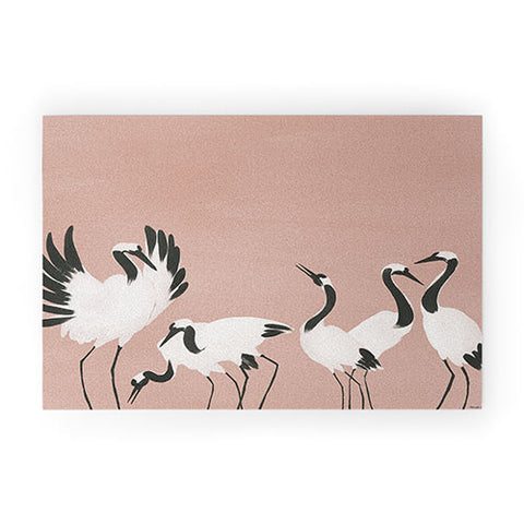 Megan Galante Crane Dance Mauve Pink Welcome Mat
