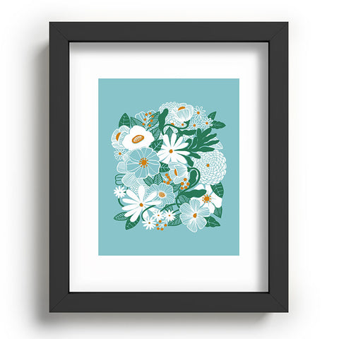 Megan Galante Groovy Floral Blue Recessed Framing Rectangle