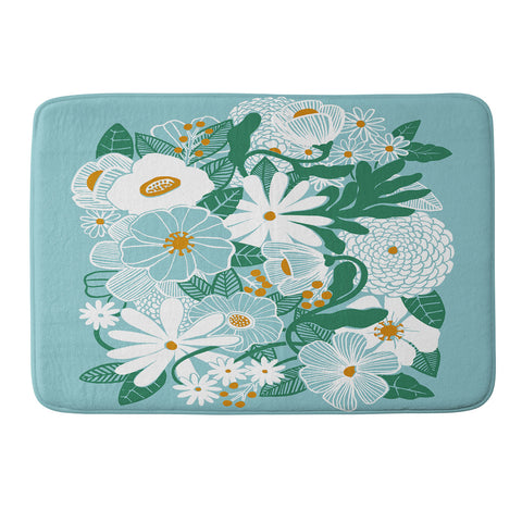 Megan Galante Groovy Floral Blue Memory Foam Bath Mat