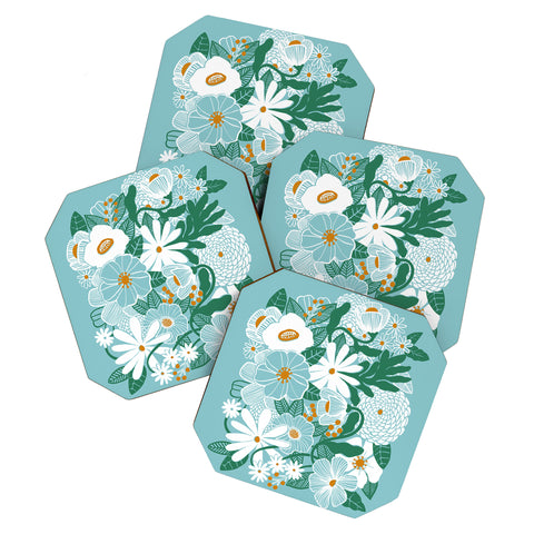 Megan Galante Groovy Floral Blue Coaster Set
