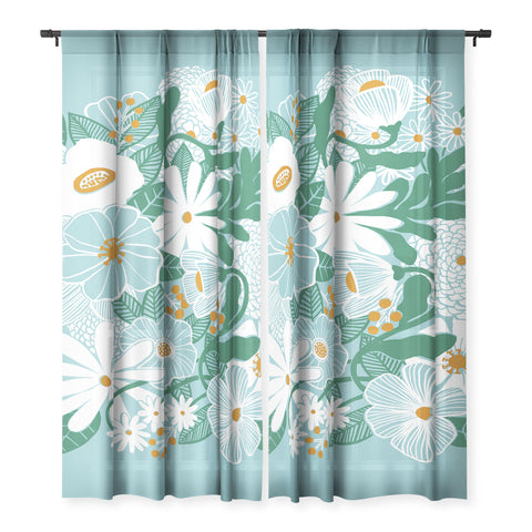 Megan Galante Groovy Floral Blue Sheer Non Repeat