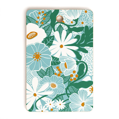 Megan Galante Groovy Floral Blue Cutting Board Rectangle