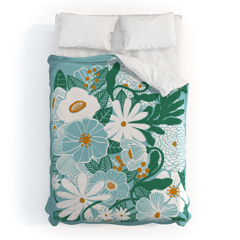 Megan Galante Groovy Floral Blue Duvet Cover