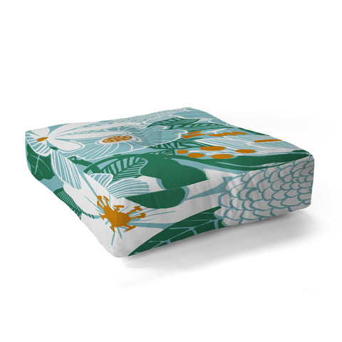 Megan Galante Groovy Floral Blue Floor Pillow Square