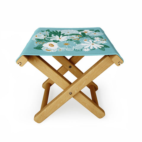 Megan Galante Groovy Floral Blue Folding Stool