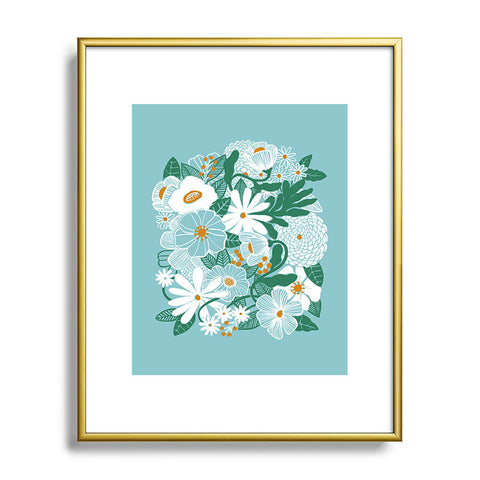Megan Galante Groovy Floral Blue Metal Framed Art Print