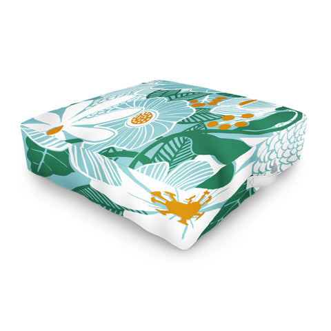 Megan Galante Groovy Floral Blue Outdoor Floor Cushion