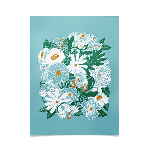 Megan Galante Groovy Floral Blue Poster