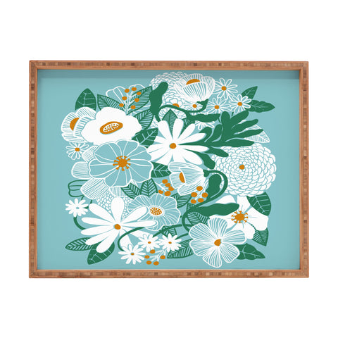 Megan Galante Groovy Floral Blue Rectangular Tray