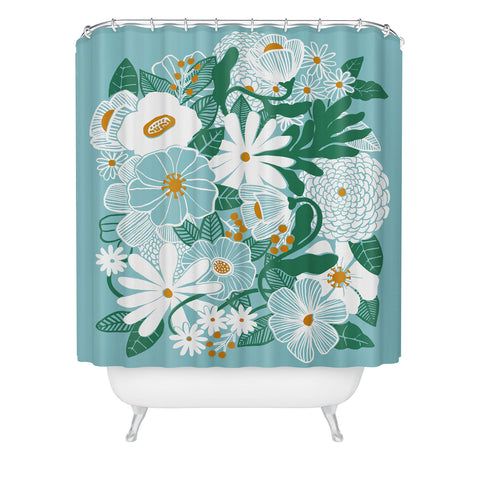 Megan Galante Groovy Floral Blue Shower Curtain