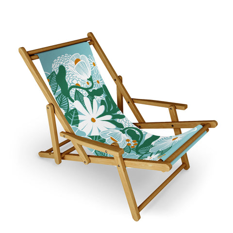 Megan Galante Groovy Floral Blue Sling Chair