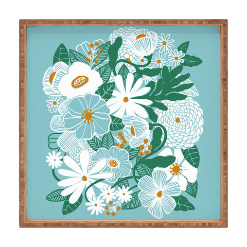 Megan Galante Groovy Floral Blue Square Tray
