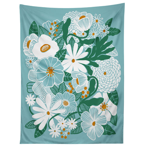 Megan Galante Groovy Floral Blue Tapestry