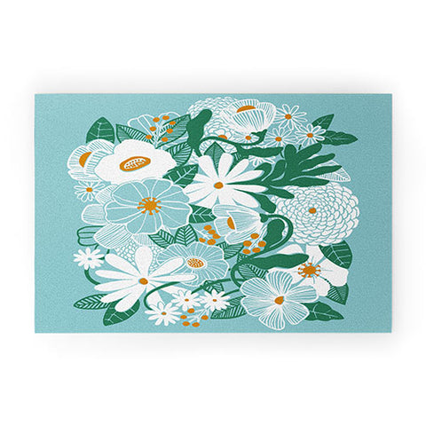 Megan Galante Groovy Floral Blue Welcome Mat