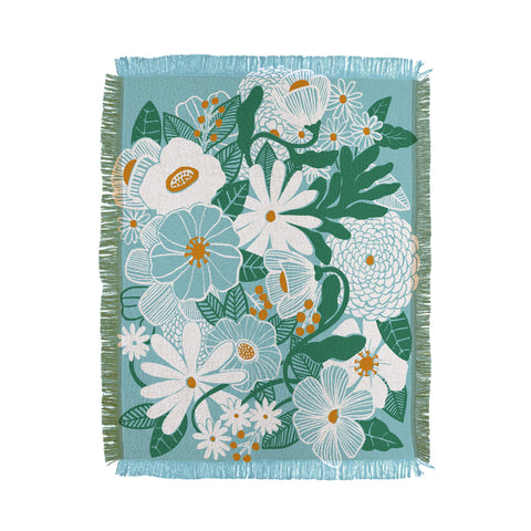 Megan Galante Groovy Floral Blue Throw Blanket