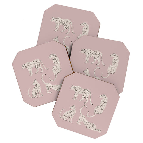 Megan Galante Leopard Block Party Pink Coaster Set