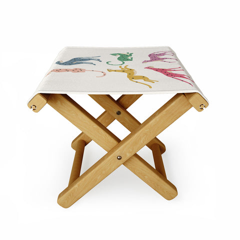 Megan Galante Leopard Rainbows Folding Stool