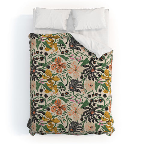 Megan Galante Merrick Floral creme Duvet Cover