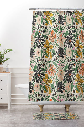 Megan Galante Merrick Floral creme Shower Curtain And Mat
