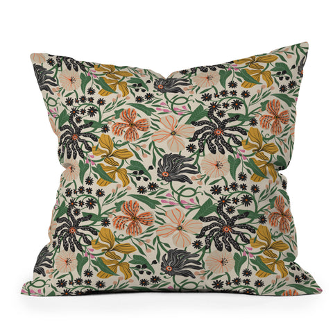 Megan Galante Merrick Floral creme Outdoor Throw Pillow