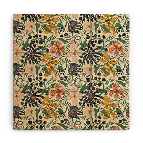 Megan Galante Merrick Floral creme Wood Wall Mural