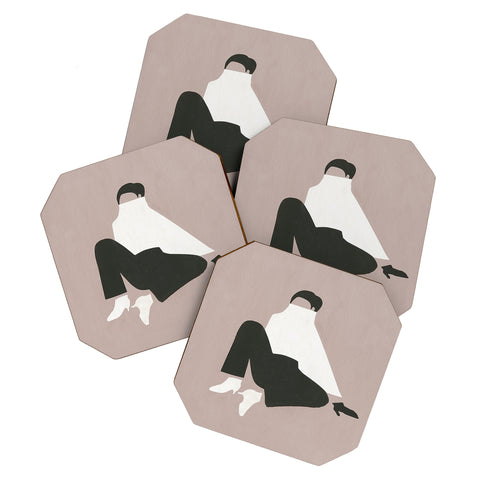 Megan Galante Minimalist woman in boots Coaster Set
