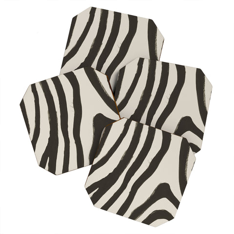 Megan Galante Painted Zebra Coaster Set