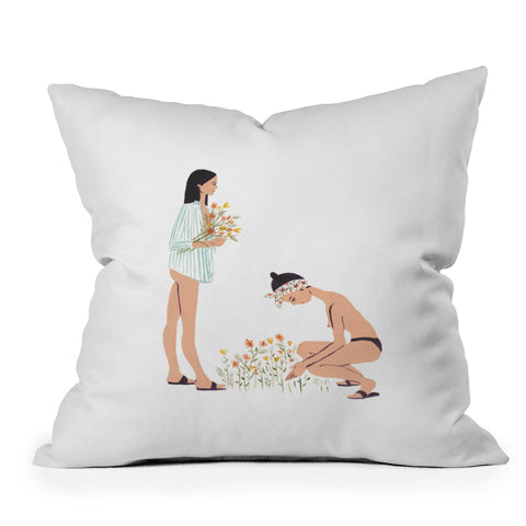 Megan Galante Picking Wildflowers Outdoor Throw Pillow