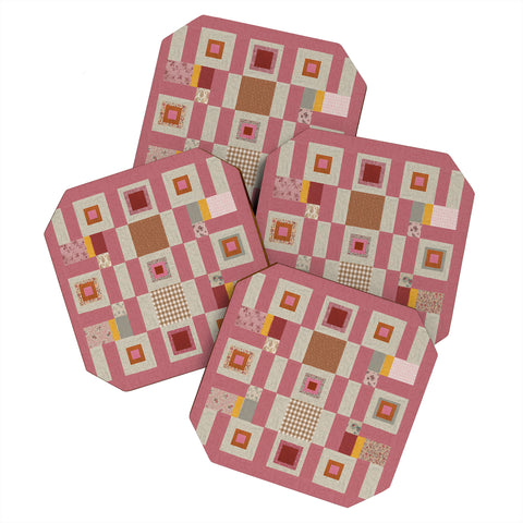 Megan Galante Pink Cottage Quilt Coaster Set