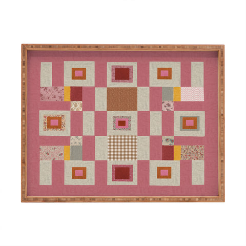 Megan Galante Pink Cottage Quilt Rectangular Tray