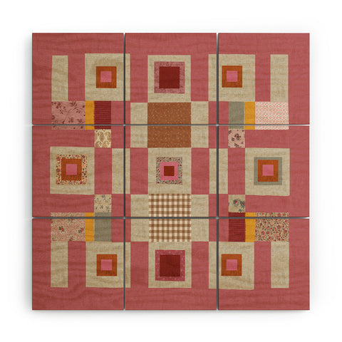 Megan Galante Pink Cottage Quilt Wood Wall Mural