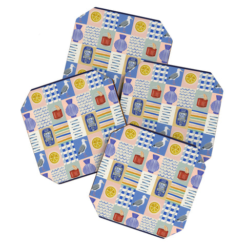 Megan Galante Seaside poster Coaster Set