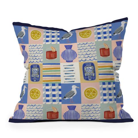 Megan Galante Seaside poster Outdoor Throw Pillow