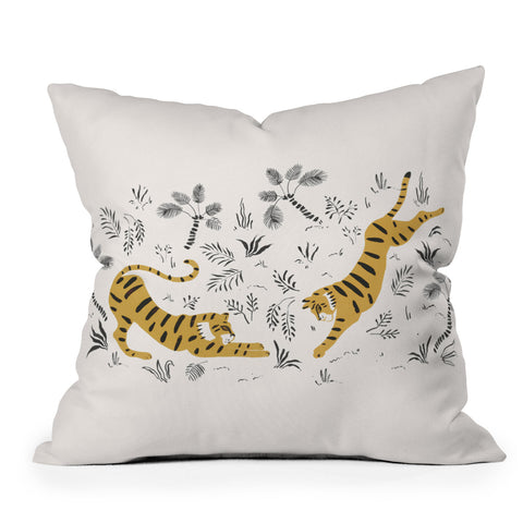 Megan Galante Tiger Dive Outdoor Throw Pillow