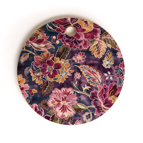 Megan Morris Exotic Plum Bohemian Floral Cutting Board Round