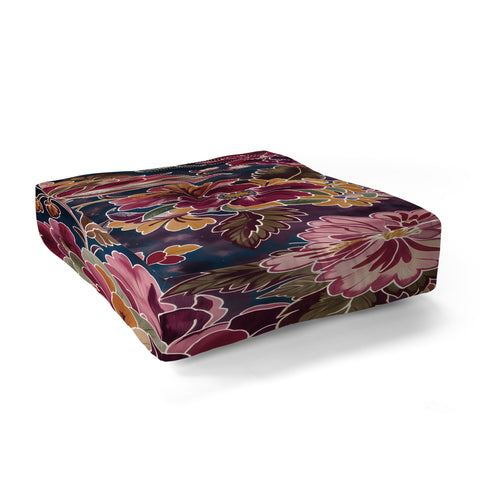 Megan Morris Exotic Plum Bohemian Floral Floor Pillow Square