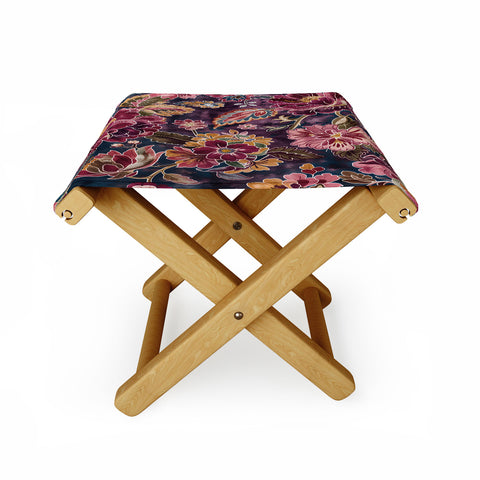 Megan Morris Exotic Plum Bohemian Floral Folding Stool