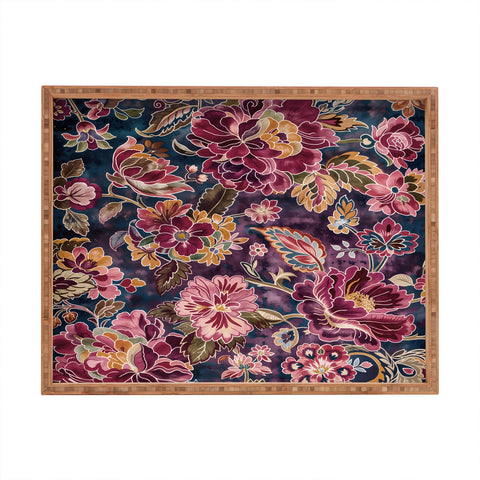 Megan Morris Exotic Plum Bohemian Floral Rectangular Tray