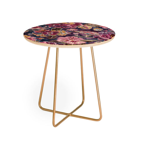 Megan Morris Exotic Plum Bohemian Floral Round Side Table