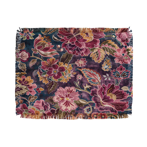 Megan Morris Exotic Plum Bohemian Floral Throw Blanket