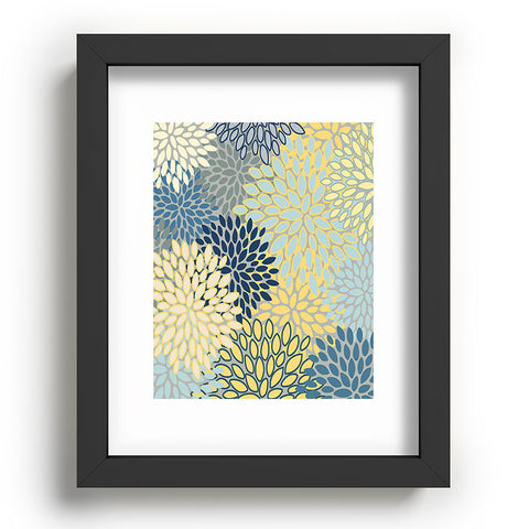 Megan Morris Floral Print Yellow Gray Blue Recessed Framing Rectangle