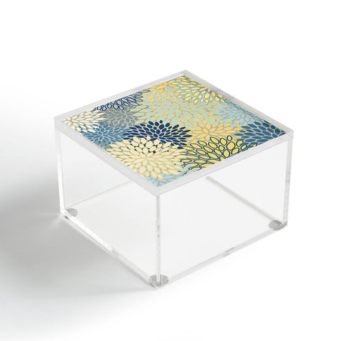Megan Morris Floral Print Yellow Gray Blue Acrylic Box