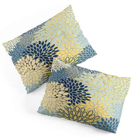 Megan Morris Floral Print Yellow Gray Blue Pillow Shams