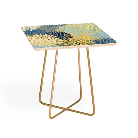 Megan Morris Floral Print Yellow Gray Blue Side Table