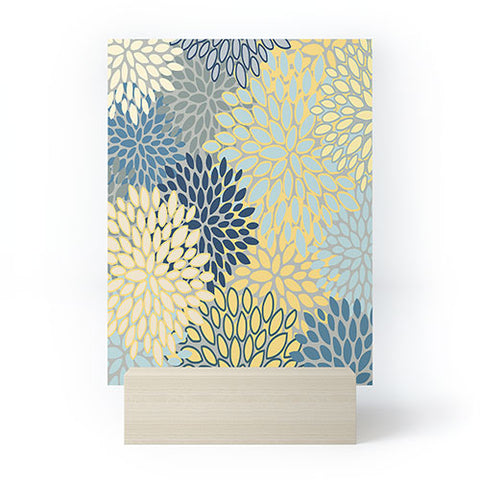 Megan Morris Floral Print Yellow Gray Blue Mini Art Print