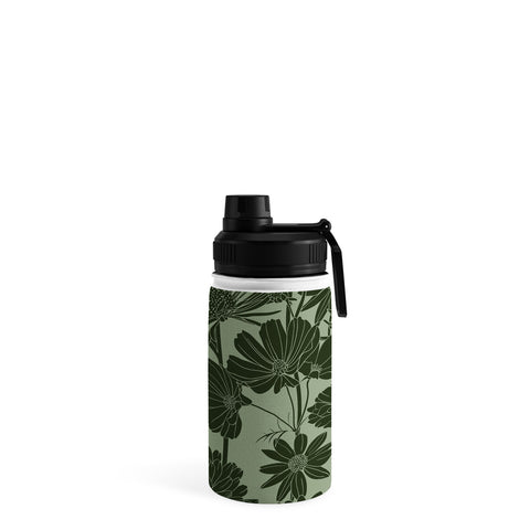 Megan Morris Floral Prints Dark Green Water Bottle
