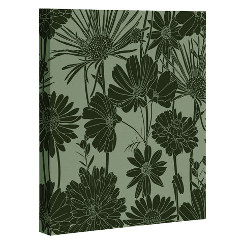 Megan Morris Floral Prints Dark Green Art Canvas
