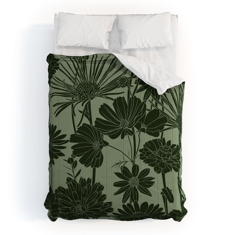 Megan Morris Floral Prints Dark Green Comforter