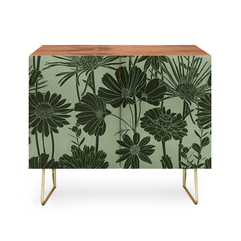 Megan Morris Floral Prints Dark Green Credenza